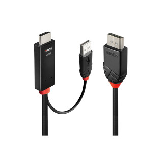 Lindy 41500 adaptador de cable de vídeo 3 m HDMI + USB Type-A DisplayPort Negro