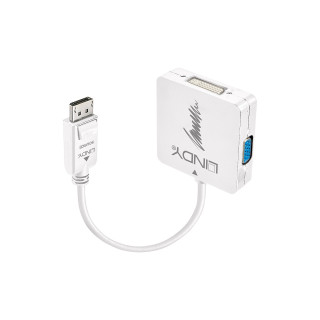 Lindy 41028 adaptador de cable de vídeo DisplayPort DVI-D + VGA (D-Sub) + HDMI Negro
