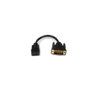 StarTech.com Adaptador de 20cm HDMI Hembra a DVI Macho - Cable Conversor de Vídeo - Negro