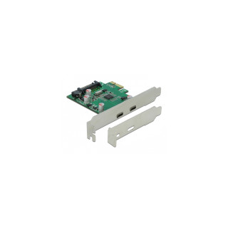 DeLOCK PCI Express x1 Card to 2 x external SuperSpeed USB (USB 3.2 Gen 1) USB Type-C&trade; female tarjeta y adaptador