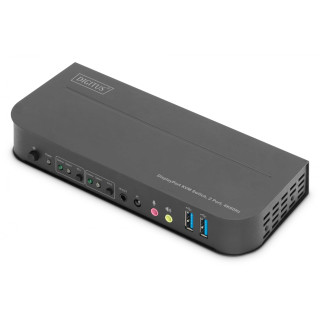 Digitus Conmutador KVM, 2 puertos, 4K60Hz, 2 DP in, 1 DP/HDMI out