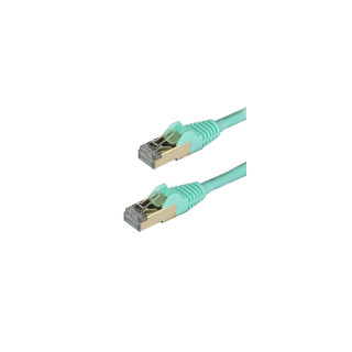 StarTech.com Cable de 0,5m de Red Ethernet RJ45 Cat6a Blindado STP - Cable sin Enganche Snagless - Aguamarina