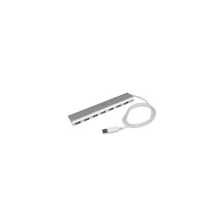 StarTech.com Concentrador USB 3.1 de 7 Puertos - Hub con Cable Incorporado - Plata Blanco