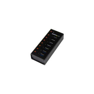 StarTech.com Concentrador USB 3.1 de 7 Puertos con Caja de Metal - Hub de Sobremesa o Montaje en Pared NEGRO