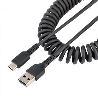 StarTech.com Cable de 1m de Carga USB A a USB C, Cable USB Tipo C Rizado de Carga Rápida y Servicio Pesado, Cable USB...