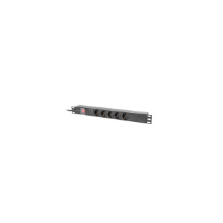 Lanberg PDU-05F-0200-BK unidad de distribución de energía (PDU) 5 salidas AC 1U Negro