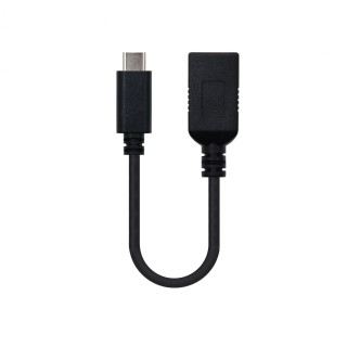 CABLE NANOCABLE USB 3.1 GEN1 USB TIPO-C MACHO A USB TIPO A HEMBRA 15CM NEGRO 10.01.4201