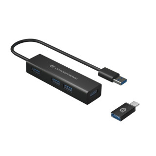 CONCEPTRONIC HUB de interfaz USB 3.2 Gen 1 (3.1 Gen 1) Type-A 5000 Mbit/s Negro