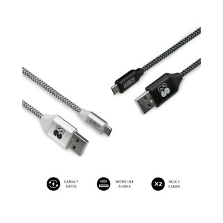 SUBBLIM PACK 2 Cables MICRO USB A/USB A (2.4) 1 m Negro, Gris, Blanco