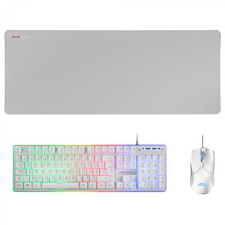 Mars Gaming MCPXWPT Combo Teclado+Ratón+Alfombrilla Blanco PT