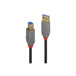 Lindy 36742 cable USB 2 m USB 3.2 Gen 1 (3.1 Gen 1) USB A USB B Negro, Gris