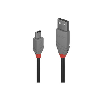 Lindy 36722 cable USB 1 m USB 2.0 USB A Mini-USB B Negro, Gris