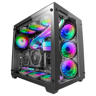 Mars Gaming MCV3 Negro Torre Gaming Custom XXL E-ATX Ventana Cristal Templado Lateral y Frontal Estructura Modular Doble Cámara