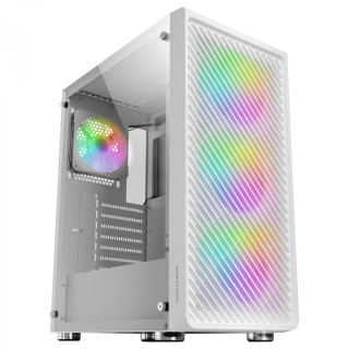 Mars Gaming MC-F Blanco, Semitorre Gaming ATX, Ventana Completa Cristal Templado, Frontal Metal-Mesh, 4x Ventiladores ARGB 120mm