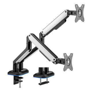 AISENS Soporte De Mesa RGB Gaming Contrapeso Giratorio E Inclinable Para Monitor/TV 9kg (3 Pivotes, 2 Brazos) De 17-32,…