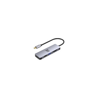 Maillon Technologique Premium MTHUB5 base para portátil y replicador de puertos USB 3.2 Gen 2 (3.1 Gen 2) Type-C Aluminio, Gris