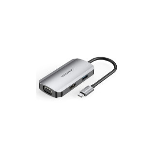 Vention Docking USB Tipo-C TOAHB/ 1xHDMI/ 1xVGA/ 1xUSB/ 1xUSB Tipo-C PD/ Gris