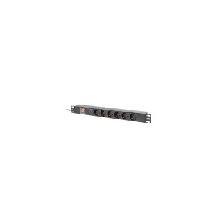 Lanberg PDU-06F-0200-BK unidad de distribución de energía (PDU) 6 salidas AC 1U Negro