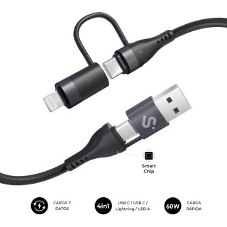 SUBBLIM CABLE TOP 4IN1 60W C-C-L-A 1m
