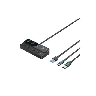 Vention Hub USB 3.0 CHWBF/ 4xUSB/ 1xUSB Tipo-C PD/ Incluye cable Carga USB Macho - USB Tipo-C Macho